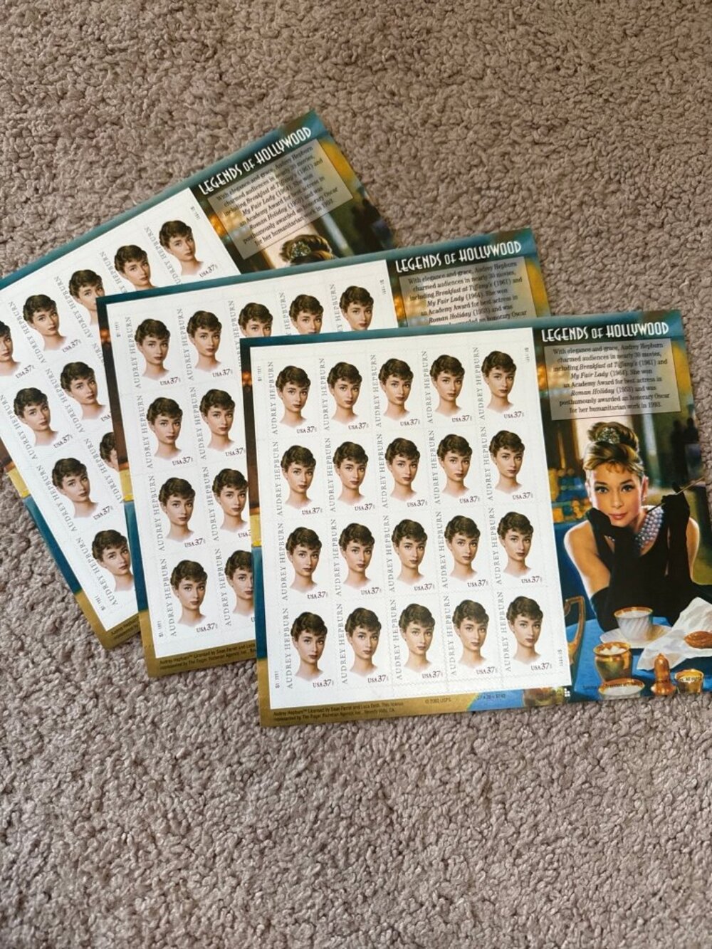 60 NEW Audrey Hepburn stamps - 2002